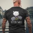 Kitten Swole Cat Powerlifting Weightlifting Gym Training Mens Back Print T-shirt Gifts for Old Men