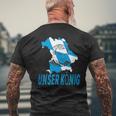 Königliches Porträt Kurzärmliges Herren-T-Kurzärmliges Herren-T-Shirt Schwarz mit Blauem Druck – Unser König Geschenke für alte Männer