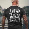 Lab Mother Wine Lover Cute Dog Mom Men's T-shirt Back Print Gifts for Old Men