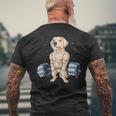 Labrador Weightlifting Deadlift Fitness Gym Men's T-shirt Back Print Gifts for Old Men