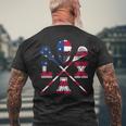 Lacrosse Outfit American Flag Lax Helmet & Sticks Team Men's T-shirt Back Print Gifts for Old Men