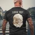 Laika Dog Sputnik Space Space Ussr T-Shirt mit Rückendruck Geschenke für alte Männer