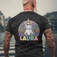 Laura Name Vorname Einhorn Regenbogen Personalisiert T-Shirt mit Rückendruck Geschenke für alte Männer