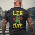 Leg Day Dinosaur Weight Lifter Barbell Training Squat Men's T-shirt Back Print Gifts for Old Men