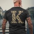 Leopard Cheetah Print Letter K Initial Rustic Monogram Men's T-shirt Back Print Gifts for Old Men