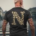 Leopard Cheetah Print Letter N Initial Rustic Monogram Men's T-shirt Back Print Gifts for Old Men