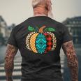 Leopard Print Pumpkin Plaid Aztec Southwest Teal Pumpkin Men's T-shirt Back Print Gifts for Old Men