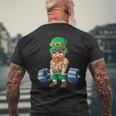Leprechaun St Patricks Day Weightlifting Deadlift Fitness Mens Back Print T-shirt Gifts for Old Men
