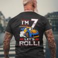 Let's Roll Race Car 7Th Birthday 7 Year Old Boy Racing Men's T-shirt Back Print Gifts for Old Men