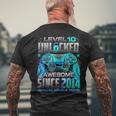 Level 10 Unlocked Awesome Since 2014 10Th Birthday Gaming Men's T-shirt Back Print Gifts for Old Men