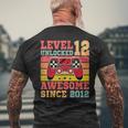 Level 12 Unlocked Vintage Video Game 12Th Birthday Gamer Men's T-shirt Back Print Gifts for Old Men
