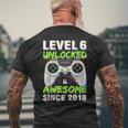 Level 6 Unlocked Awesome Since 2018 6Th Birthday Gaming Boys Men's T-shirt Back Print Gifts for Old Men