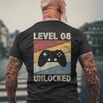 Level 8 Unlocked Video Gamer 8Th Birthday Vintage Men's T-shirt Back Print Gifts for Old Men
