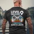 Level 9 Unlocked Awesome Since 2015 9Th Birthday Boys Men's T-shirt Back Print Gifts for Old Men