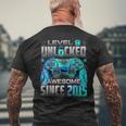 Level 9 Unlocked Awesome Since 2015 9Th Birthday Gaming Men's T-shirt Back Print Gifts for Old Men