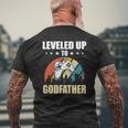 Leveled Up To Godfather Video Gamer Gaming Mens Back Print T-shirt Gifts for Old Men