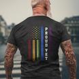 Lgbt Military Soldier Pride Proud Veteran Rainbow Usa Flag Mens Back Print T-shirt Gifts for Old Men