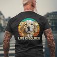 Life Is Golden Retro Vintage Dog Owner Canine Lover Men's T-shirt Back Print Gifts for Old Men