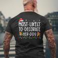 Most Likely To Decorate Her Dog Family Christmas Pajamas Mens Back Print T-shirt Gifts for Old Men