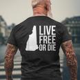 Live Free Or Die Nh Motto New Hampshire Map Men's T-shirt Back Print Gifts for Old Men