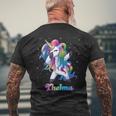 Thelma Name Personalisierbar Regenbogen-Einhorn Tupfen Personalisierbar T-Shirt mit Rückendruck Geschenke für alte Männer