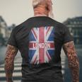 London United Kingdom British Flag Vintage Uk Souvenir Men's T-shirt Back Print Gifts for Old Men
