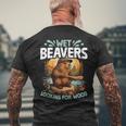 Looking For Wood Beaver Pun Humor Animal Wet Beaver Men's T-shirt Back Print Gifts for Old Men