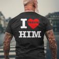 I Love Him I Heart Him Vintage For Couples Matching Men's T-shirt Back Print Gifts for Old Men