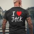 I Love Jack Husband Son Dad Boyfriend Grandson Red Heart Mens Back Print T-shirt Gifts for Old Men