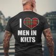 I Love In Kilts Royal Stewart Tartan Plaid Kilt Heart Men's T-shirt Back Print Gifts for Old Men