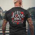 I Love Being A Librarian Heart Valentine's Day Men's T-shirt Back Print Gifts for Old Men