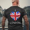 I Love London Distressed Union Jack Heart Men's T-shirt Back Print Gifts for Old Men