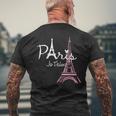 I Love Paris Eiffel Tower France French Souvenir Men's T-shirt Back Print Gifts for Old Men