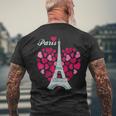 Love Paris Heart Eiffel Tower Souvenir France French Love Men's T-shirt Back Print Gifts for Old Men