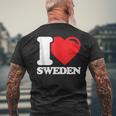 I Love Sweden Heart Flag Scandinavian Nordic Pride Men's T-shirt Back Print Gifts for Old Men