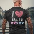 I Love Taylor Personalized Name Cool Birthday Party Men's T-shirt Back Print Gifts for Old Men