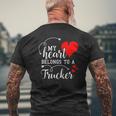 I Love My Trucker Husband Wife Valentine's Day Mens Back Print T-shirt Gifts for Old Men