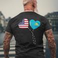 Loving Usa Kazakhstan Flag Heart Kazakh Americans Love Men's T-shirt Back Print Gifts for Old Men
