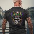 Mardi Gras Skull Top Hat New Orleans Witch Doctor Voodoo Men's T-shirt Back Print Gifts for Old Men