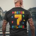 Master Builder Blocks 7Th Birthday 7 Year Old Building Brick Men's T-shirt Back Print Gifts for Old Men