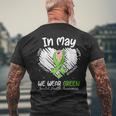 In May We Wear Green Mental Health Awareness Month Heart Men's T-shirt Back Print Gifts for Old Men