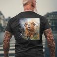 Meerschweinchen Blumen Aquarell Illustration Grafik T-Shirt mit Rückendruck Geschenke für alte Männer