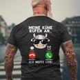 Meine Kühe Rufen An Lustig Bauernhof Taurus Cow Farmer T-Shirt mit Rückendruck Geschenke für alte Männer