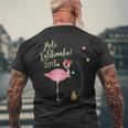 Mele Kalikimaka Flamingo Hawaii Men's T-shirt Back Print Gifts for Old Men