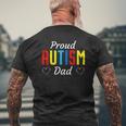Mens Autism Awareness Proud Autistic Dad Cute Puzzle Piece Father Mens Back Print T-shirt Gifts for Old Men