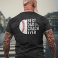 Mens Best Dad Coach Ever Baseball Dad Coach Father's Day Mens Back Print T-shirt Gifts for Old Men