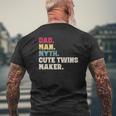 Mens Dad Man Myth Cute Twins Maker New Dad Father's Day Mens Back Print T-shirt Gifts for Old Men