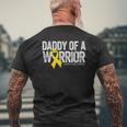Mens Daddy Of A Warrior Childhood Cancer Dad Ribbon Mens Back Print T-shirt Gifts for Old Men