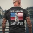 Mens Dalmatian Dad American Flag Dog Lover Owner Dalmatian Dog Mens Back Print T-shirt Gifts for Old Men