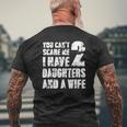 Mens Father You Can't Scare Me I Have 2 Daughters And A Wife Mens Back Print T-shirt Gifts for Old Men